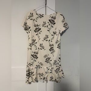 Zara Beige Floral Printed Top with Green Leaf Detail